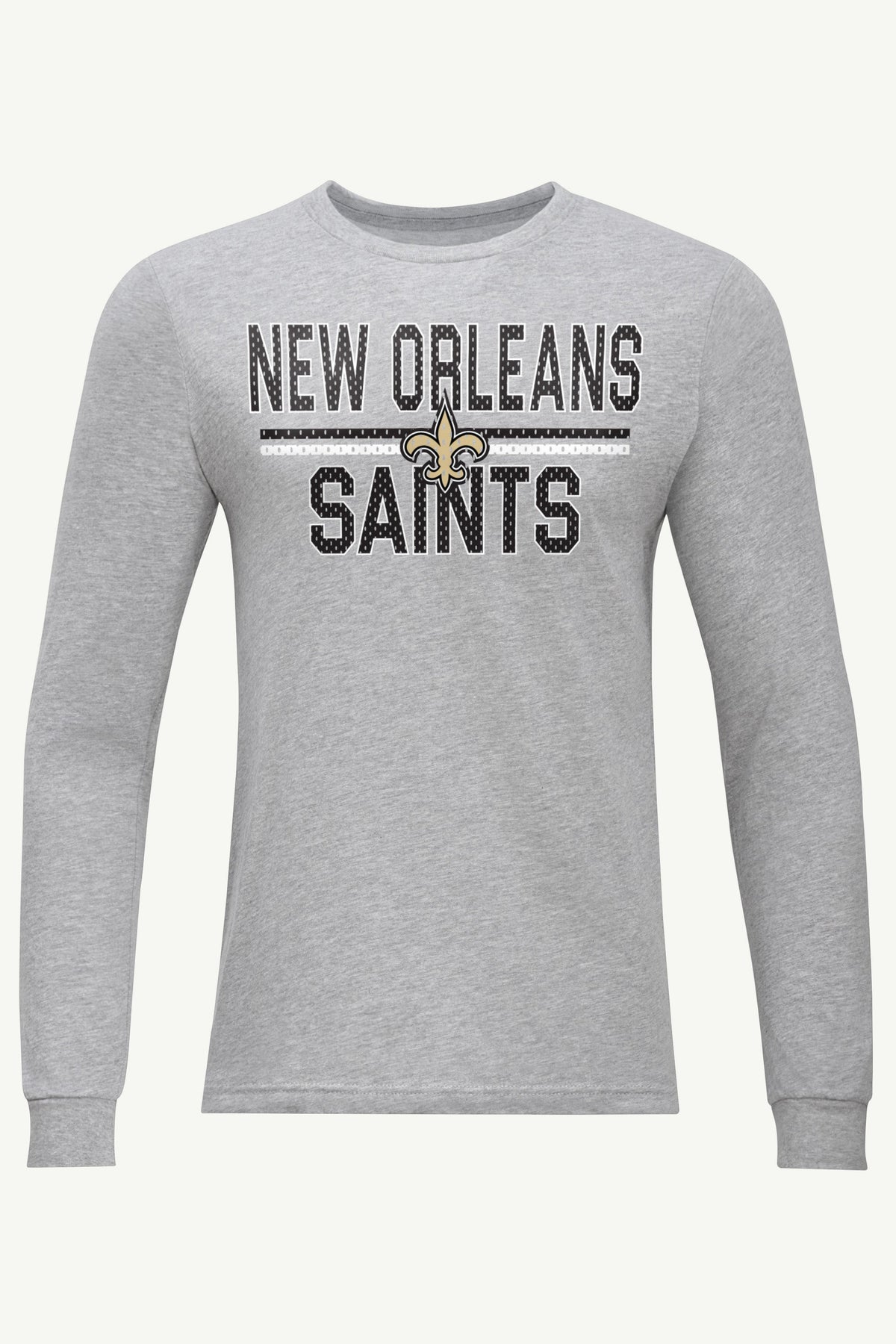 MENS NEW ORLEANS SAINTS MESH LOOK LONG SLEEVE T SHIRT - Heather Grey