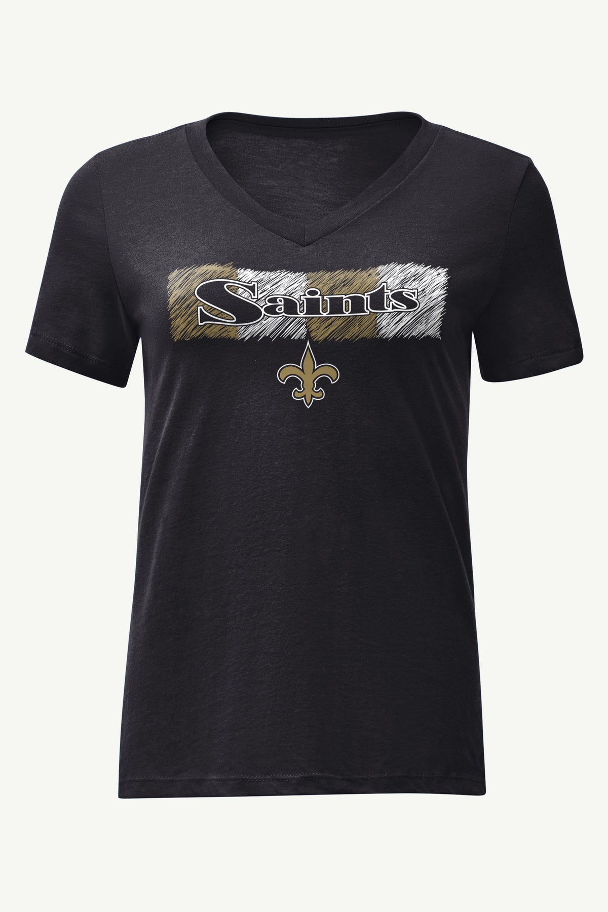 WOMENS NEW ORLEANS SAINTS COLOR SHADING V-NECK T SHIRT - Black