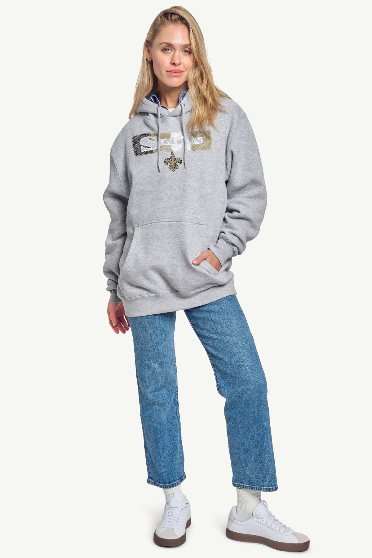 WOMENS NEW ORLEANS SAINTS COLOR SHADING HOODIE - Heather Grey