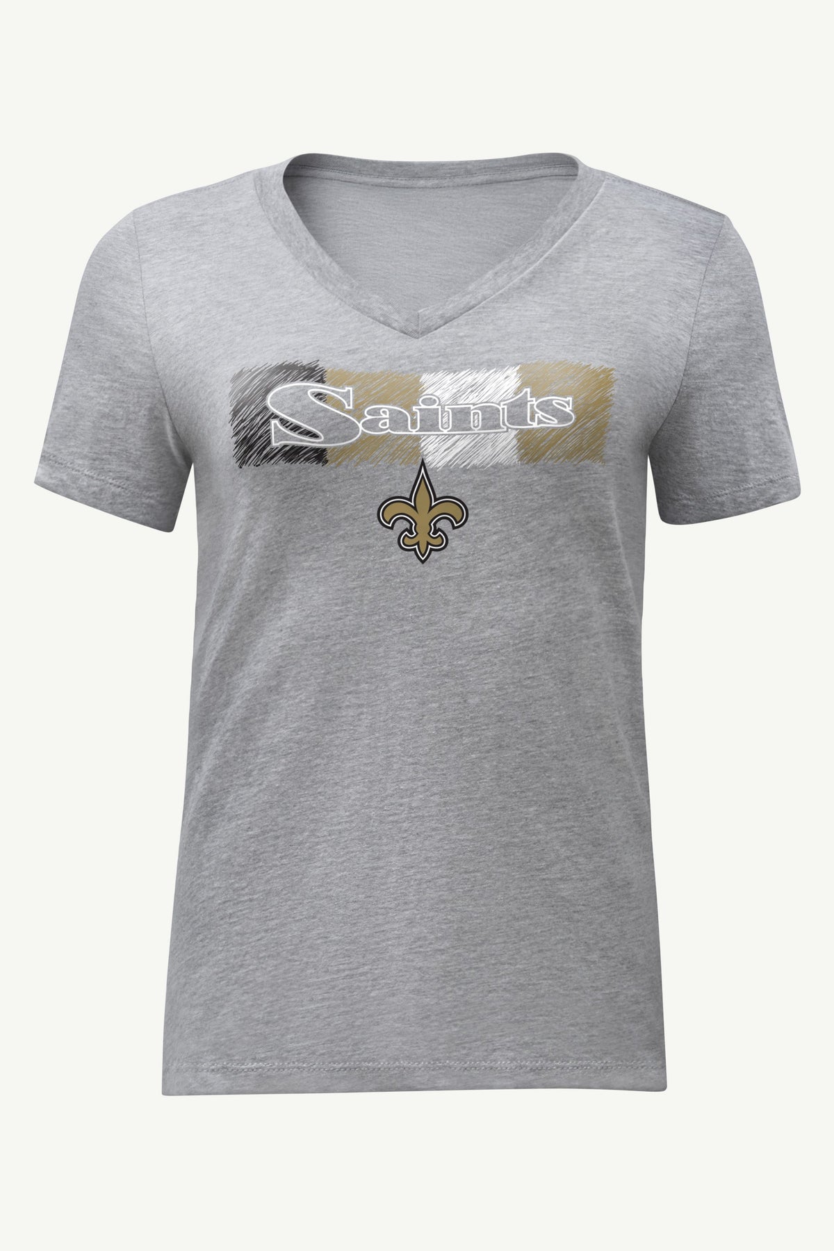 WOMENS NEW ORLEANS SAINTS COLOR SHADING V-NECK T SHIRT - Heather Grey
