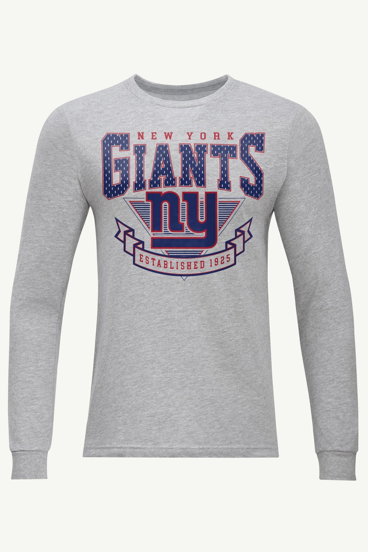 MENS NEW YORK GIANTS 80's INSPIRED LONG SLEEVE T SHIRT - Heather Grey