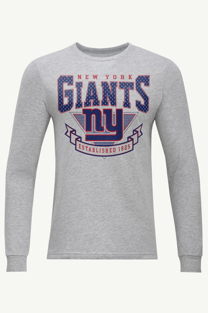 MENS NEW YORK GIANTS 80's INSPIRED LONG SLEEVE T SHIRT - Heather Grey