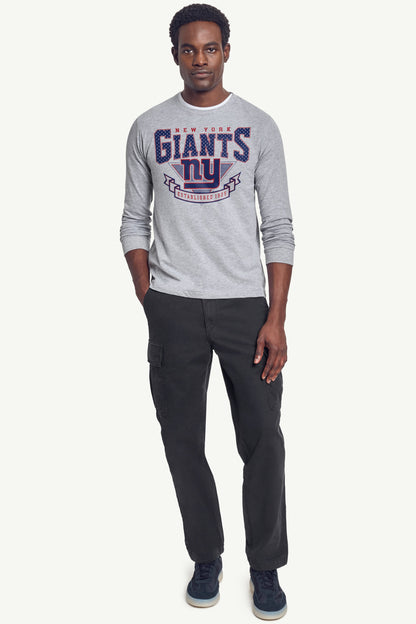 MENS NEW YORK GIANTS 80's INSPIRED LONG SLEEVE T SHIRT - Heather Grey