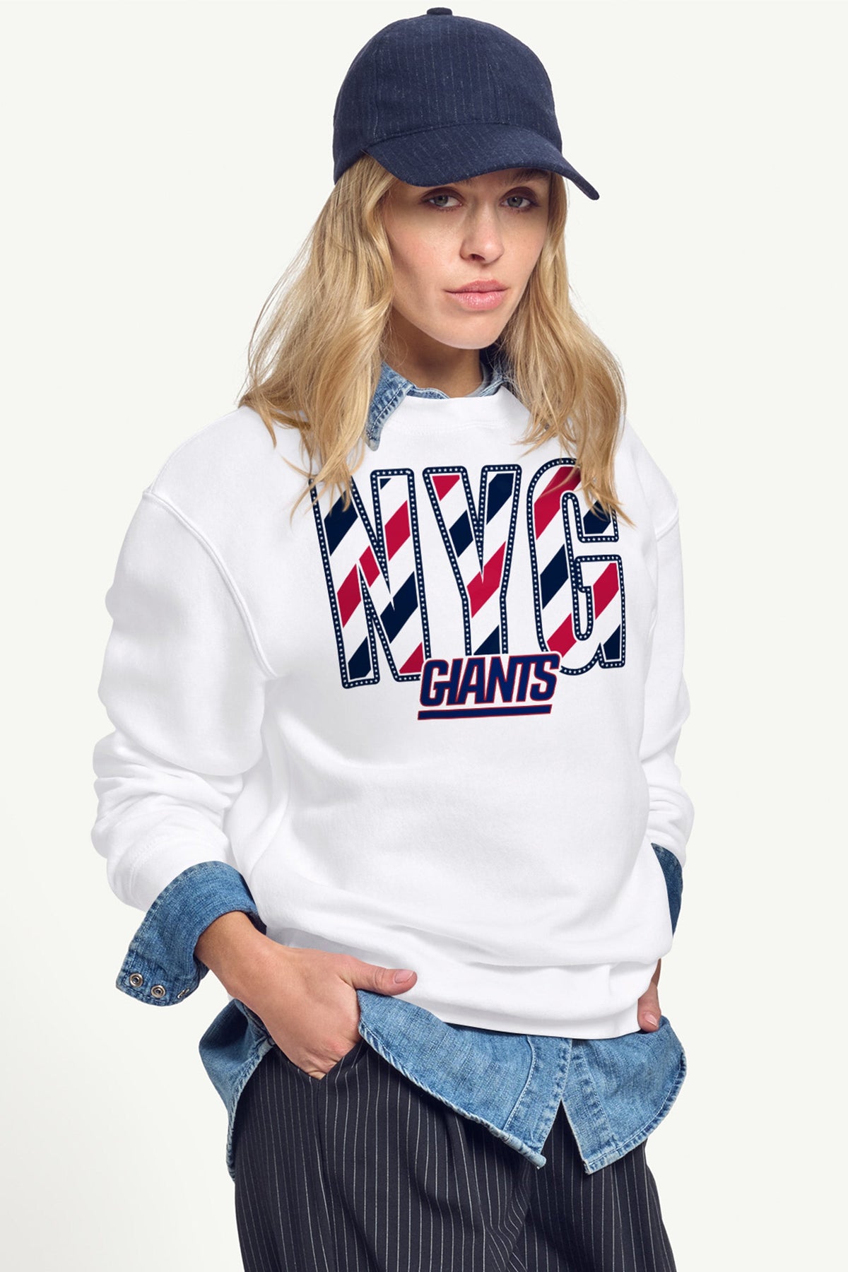 WOMENS NEW YORK GIANTS STARS AND STRIPES SWEATSHIRT - White