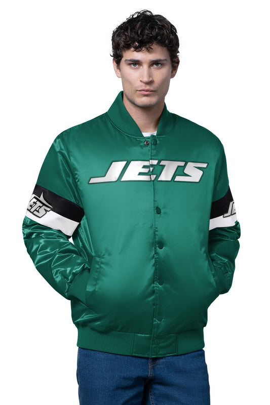 MENS NEW YORK JETS TRIPLE OPTION SATIN VARSITY JACKET - Starter