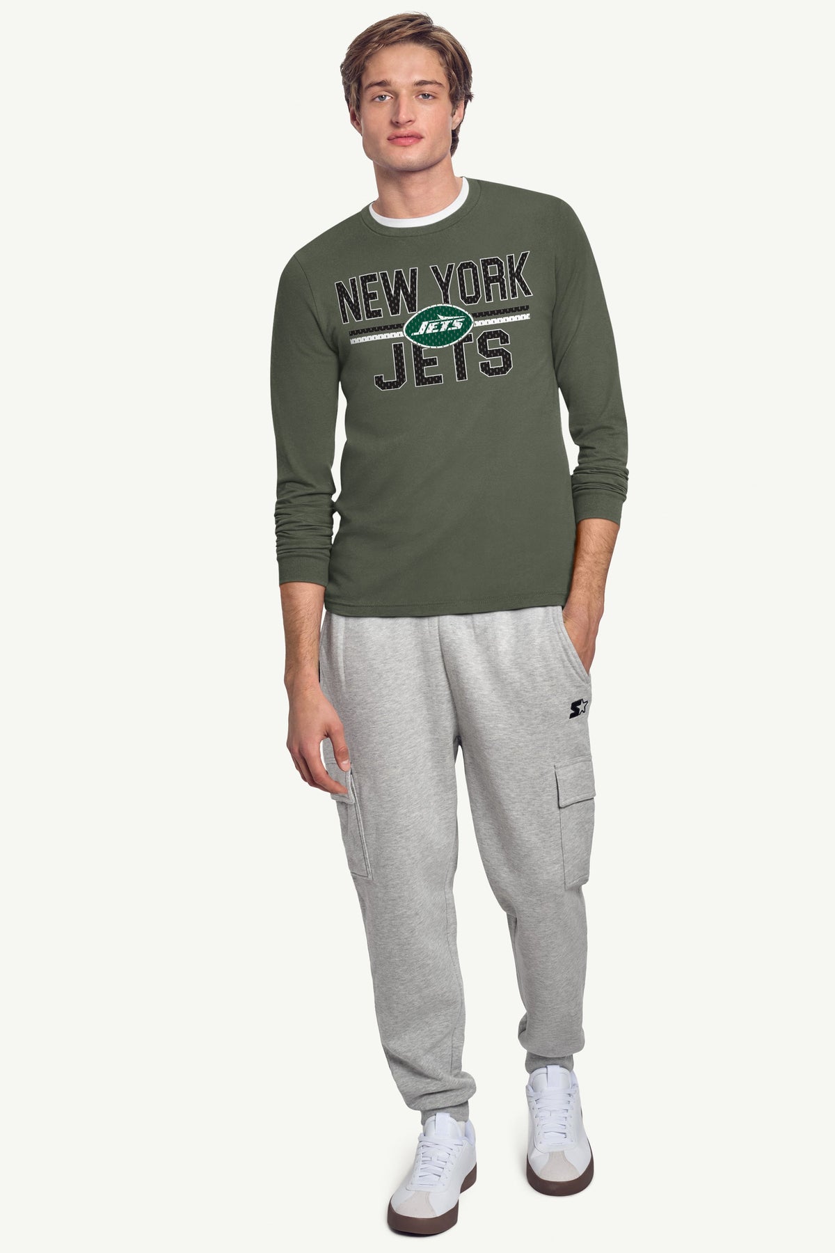 MENS NEW YORK JETS MESH LOOK LONG SLEEVE T SHIRT - Green
