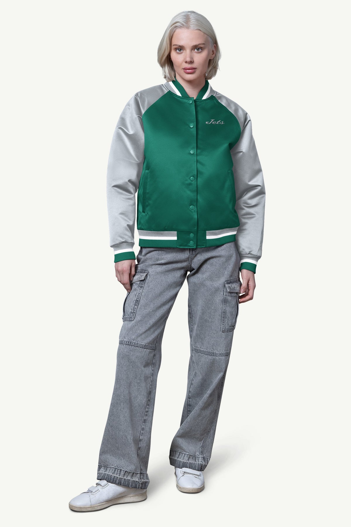 WOMENS NEW YORK JETS FINAL SCORE SATIN VARSITY JACKET - Starter