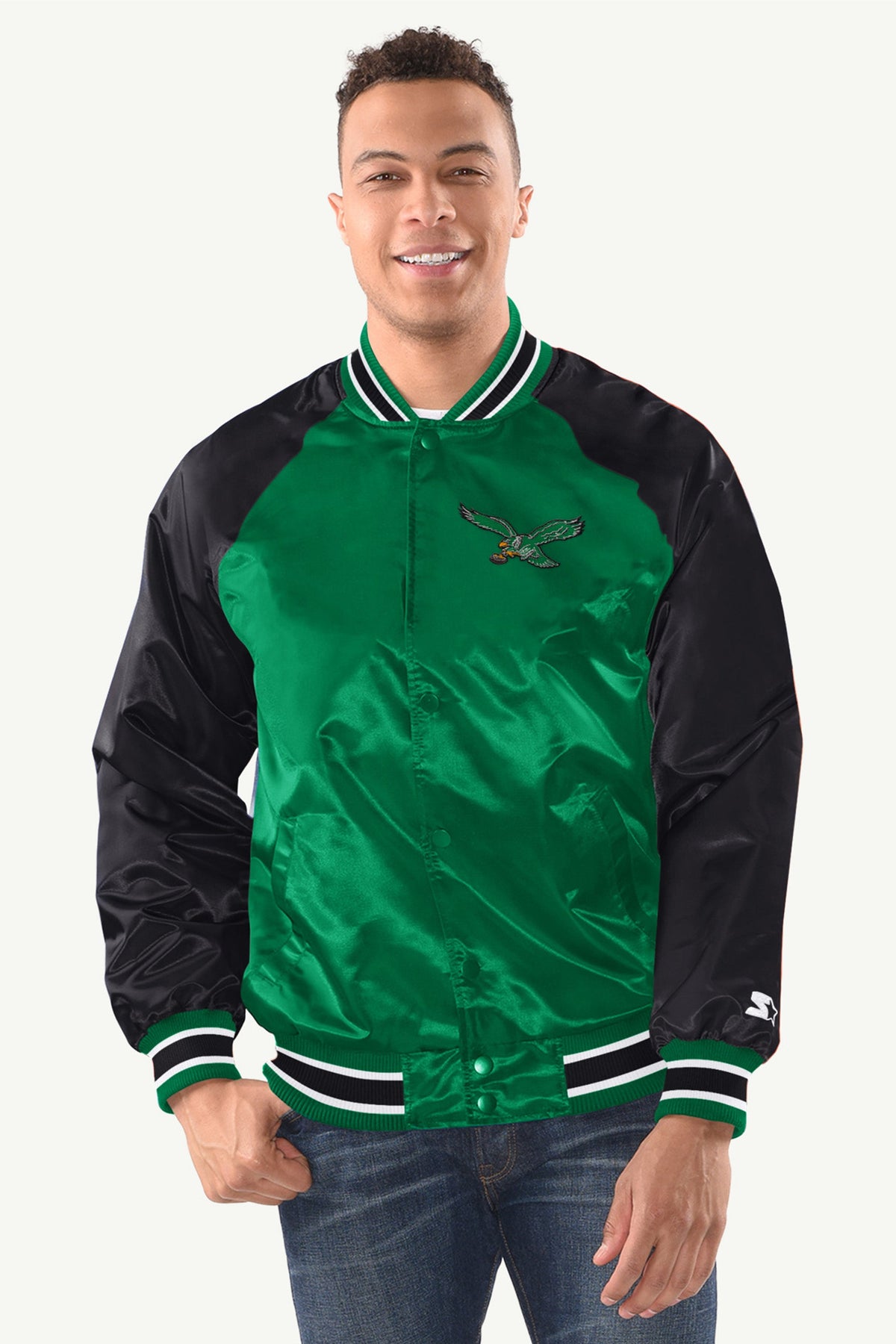 MENS PHILADELPHIA EAGLES INDUCTEE SATIN VARSITY JACKET - Multi