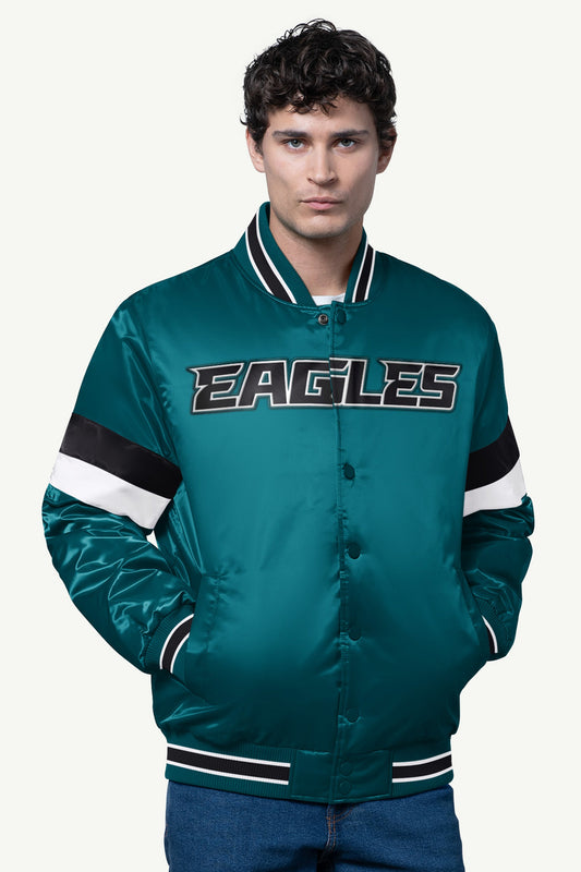 MENS PHILADELPIA EAGLES SATIN VARSITY JACKET - Multi