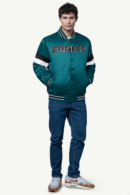 MENS PHILADELPIA EAGLES SATIN VARSITY JACKET - Multi