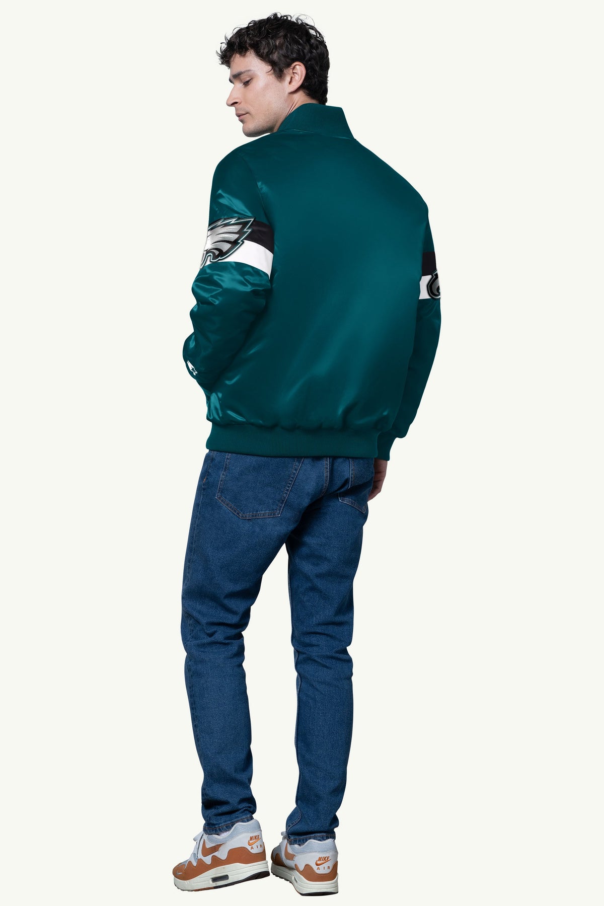 MENS PHILADELPHIA EAGLES TRIPLE OPTION SATIN VARSITY JACKET - Starter