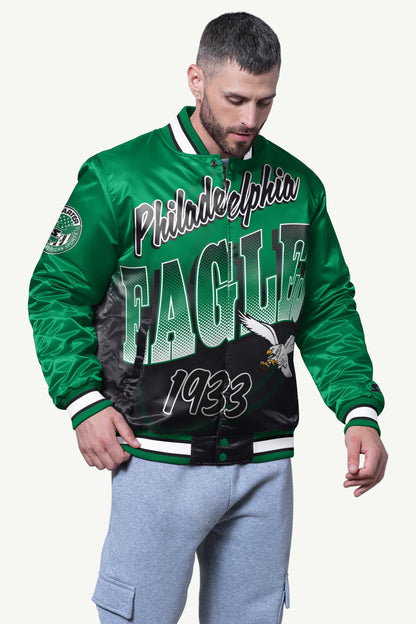 MENS PHILADELPHIA EAGLES PASS RUSH SATIN VARSITY JACKET - Starter