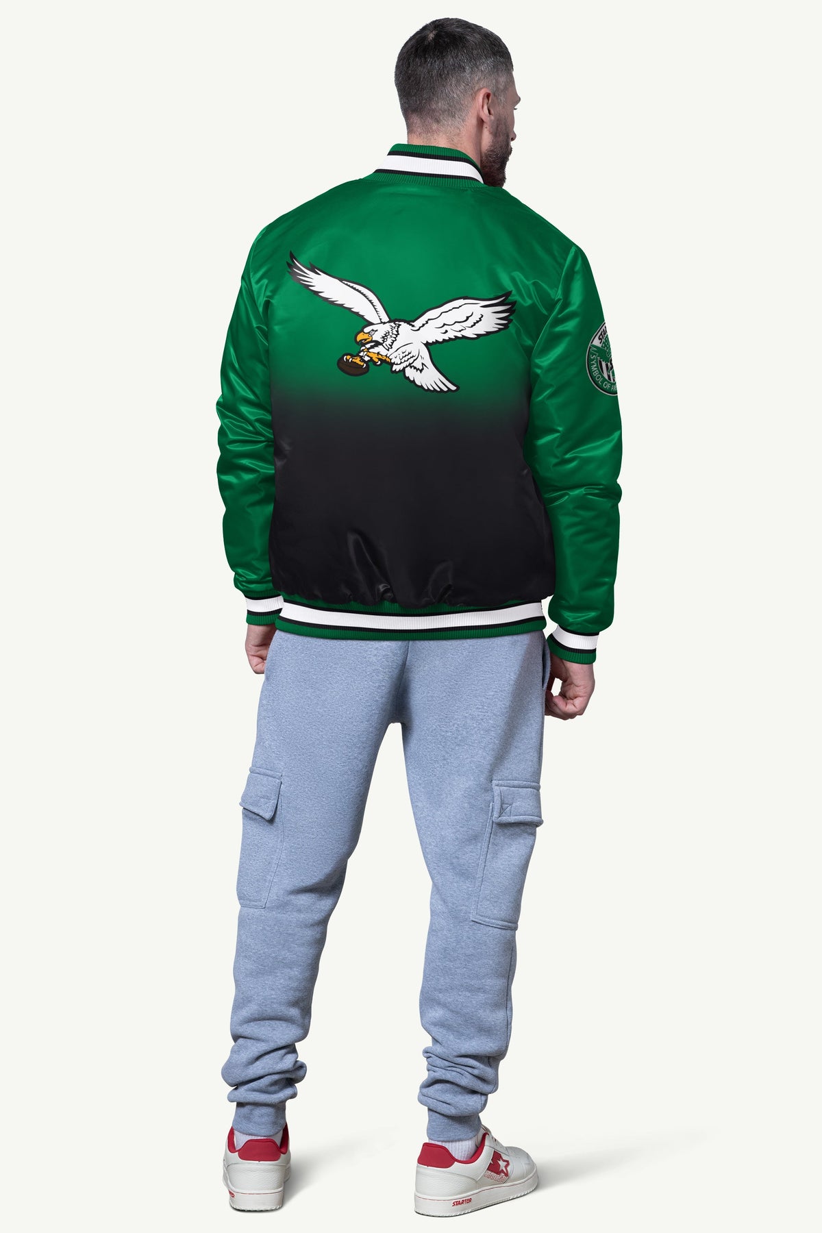 MENS PHILADELPHIA EAGLES PASS RUSH SATIN VARSITY JACKET - Starter