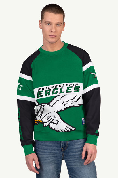 MENS PHILADELPHIA EAGLES DIME BACK COLORBLOCK CREWNECK - Starter