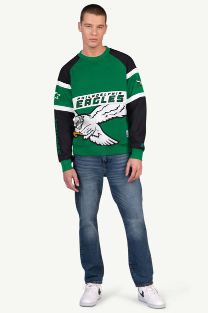 MENS PHILADELPHIA EAGLES DIME BACK COLORBLOCK CREWNECK - Starter