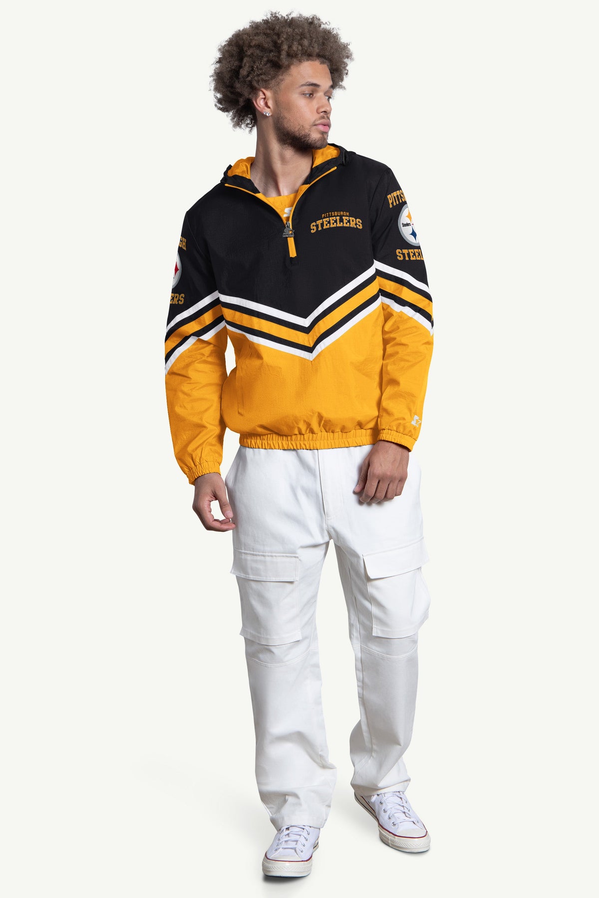 MENS PITTSBURGH STEELERS  FAIR PLAY HALF ZIP HOODED PULLOVER - Multi