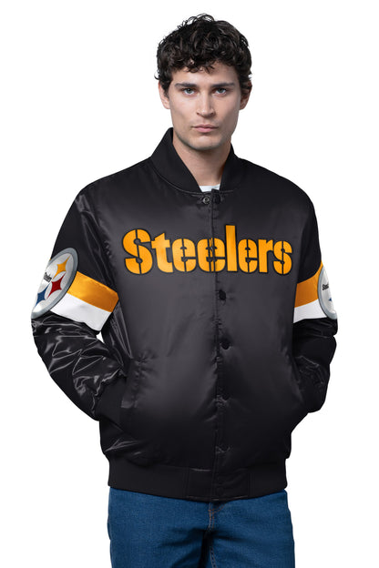 MENS PITTSBURGH STEELERS TRIPLE OPTION SATIN VARSITY JACKET - Starter