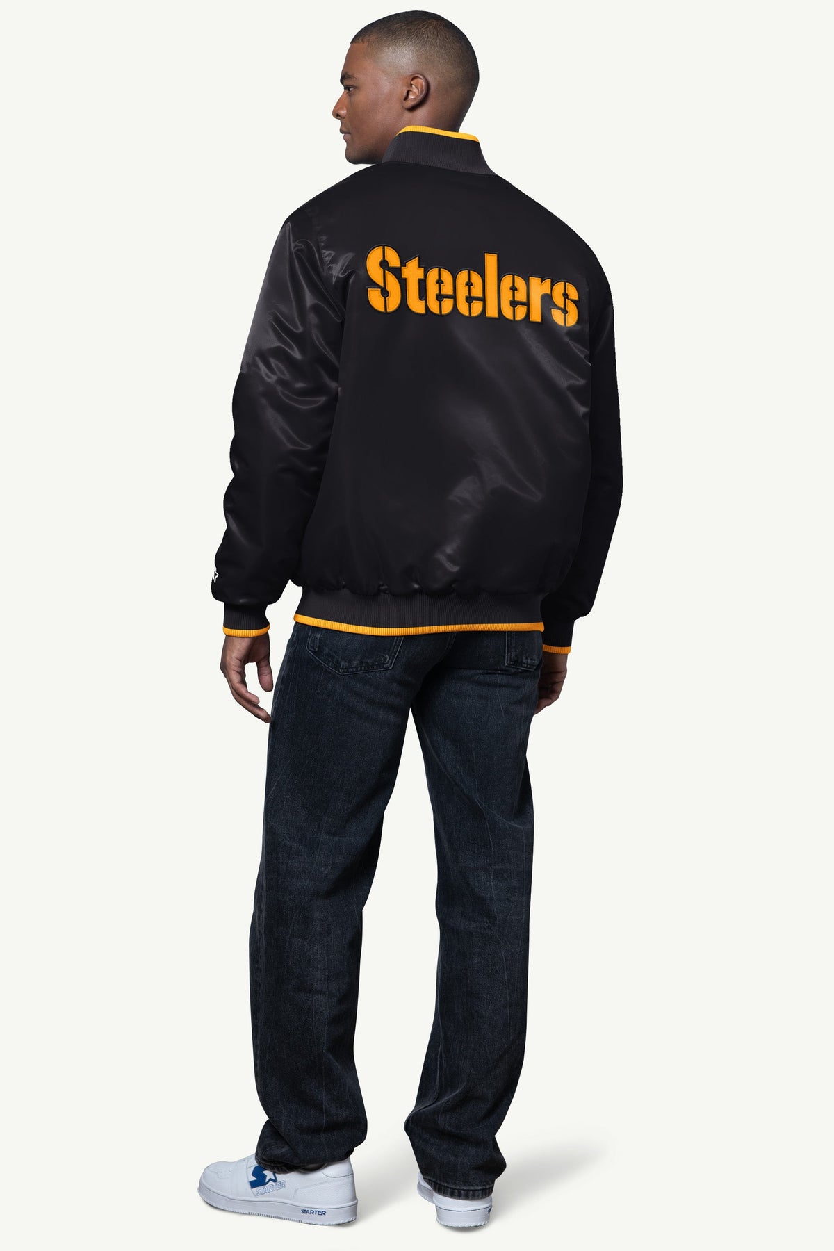 MENS PITTSBURGH STEELERS AMBASSADOR SATIN VARSITY JACKET - Multi