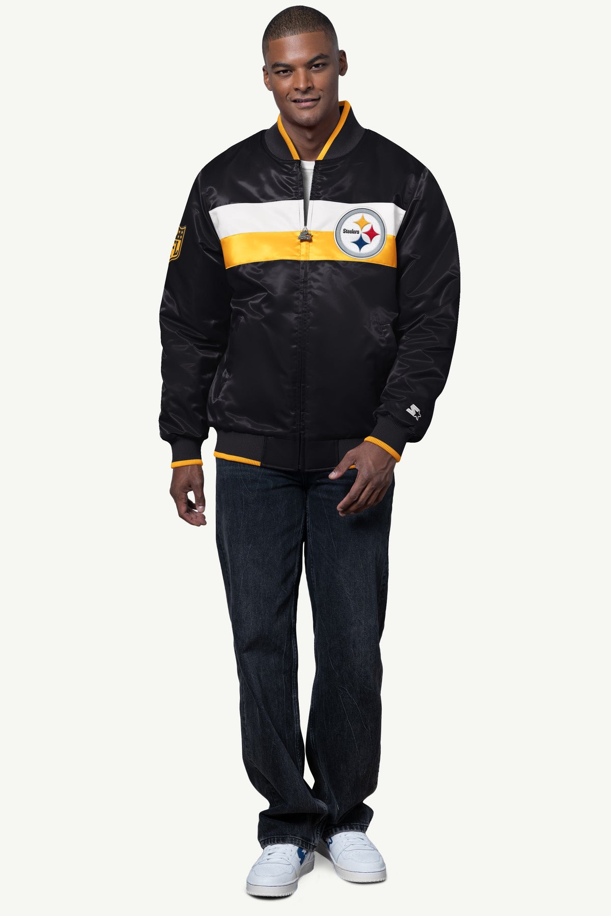 MENS PITTSBURGH STEELERS AMBASSADOR SATIN VARSITY JACKET - Multi