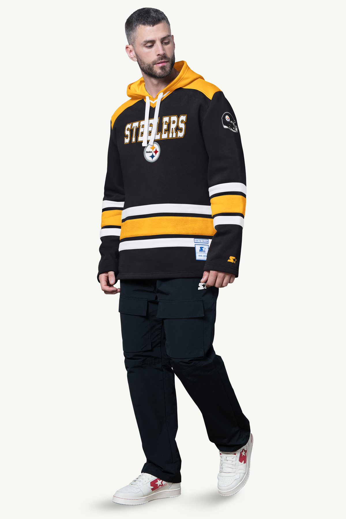 MENS PITTSBURGH STEELERS SLAP SHOT HOODED HOCKEY PULLOVER - Multi