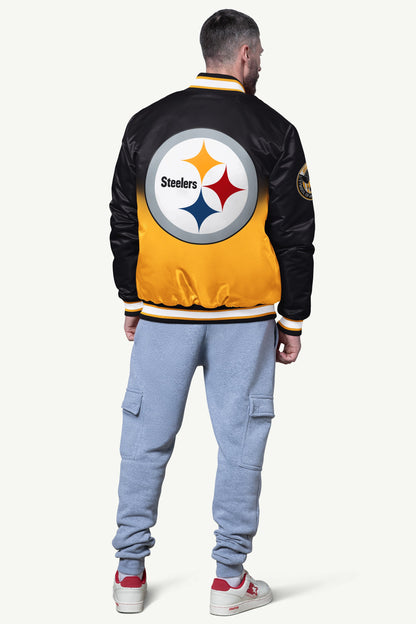 MENS PITTSBURGH STEELERS PASS RUSH SATIN VARSITY JACKET - Starter