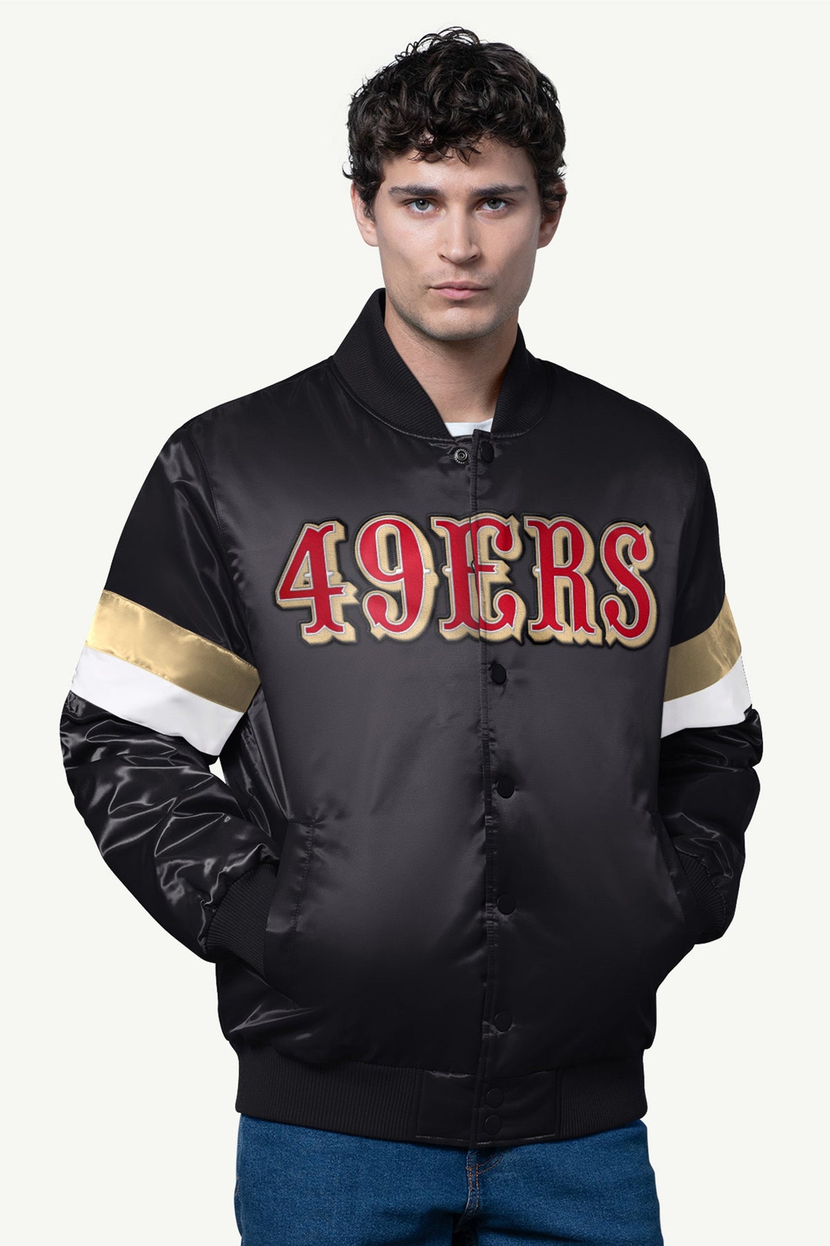 MENS SAN FRANCISCO 49ERS SATIN VARSITY JACKET - Multi