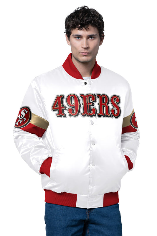 MENS SAN FRANCISCO 49ERS TRIPLE OPTION SATIN VARSITY JACKET - Starter