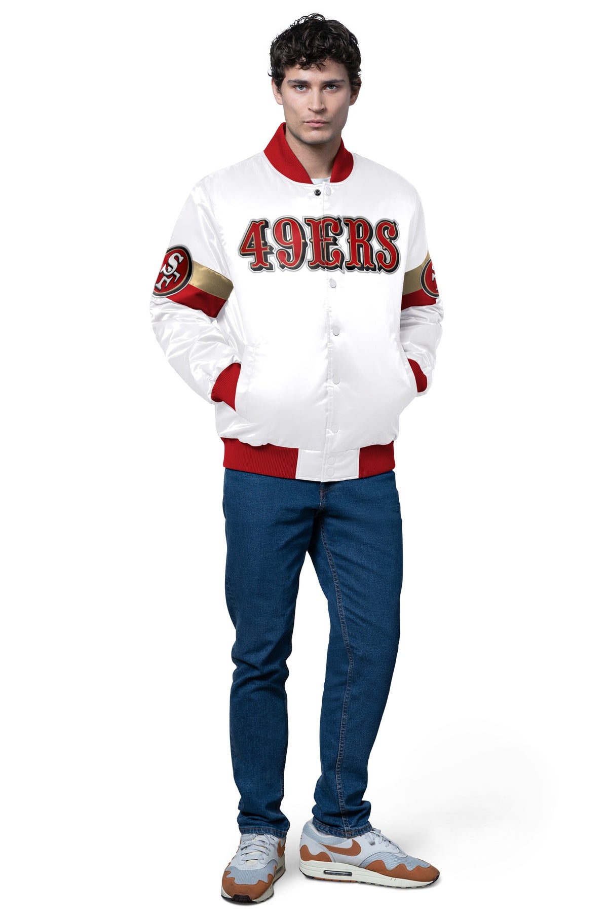 MENS SAN FRANCISCO 49ERS TRIPLE OPTION SATIN VARSITY JACKET - Starter