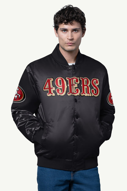 MENS SAN FRANCISCO 49ERS SATIN VARSITY JACKET - Multi