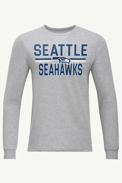 MENS SEATTLE SEAHAWKS MESH LOOK LONG SLEEVE T SHIRT - Heather Grey