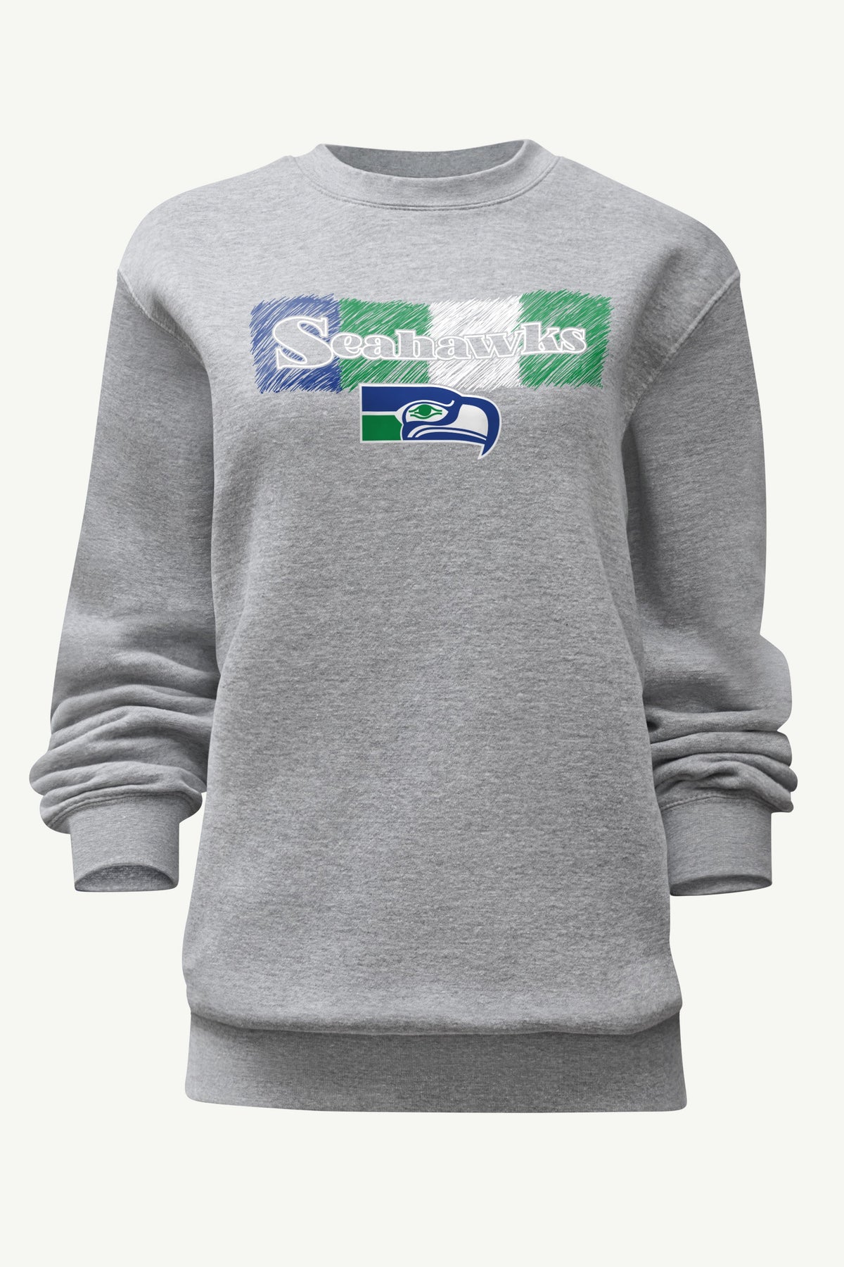 WOMENS SEATTLE SEAHAWKS COLOR SHADING SWEATSHIRT - Heather Grey