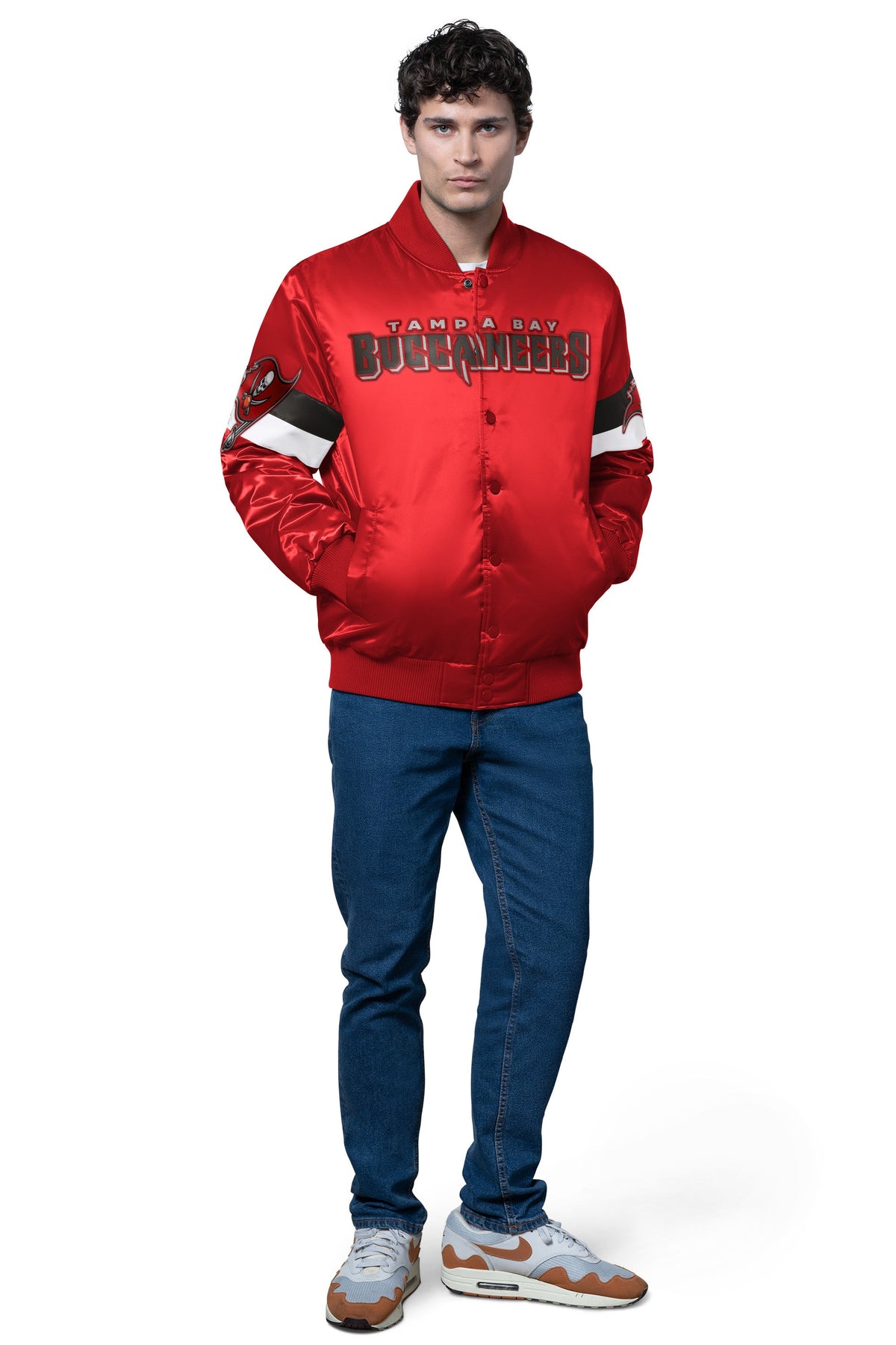 MENS TAMPA BAY BUCCANEERS TRIPLE OPTION SATIN VARSITY JACKET - Starter