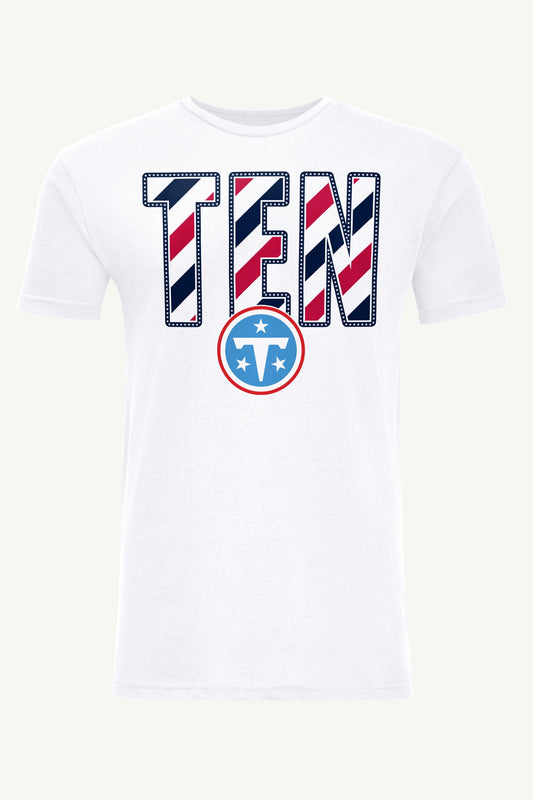 MENS TENNESSEE TITANS STARS AND STRIPES T SHIRT - White