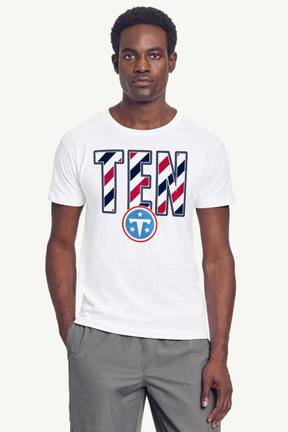 MENS TENNESSEE TITANS STARS AND STRIPES T SHIRT - White