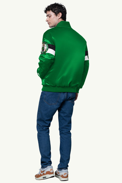 MENS BOSTON CELTICS TRIPLE OPTION SATIN VARSITY JACKET - Starter