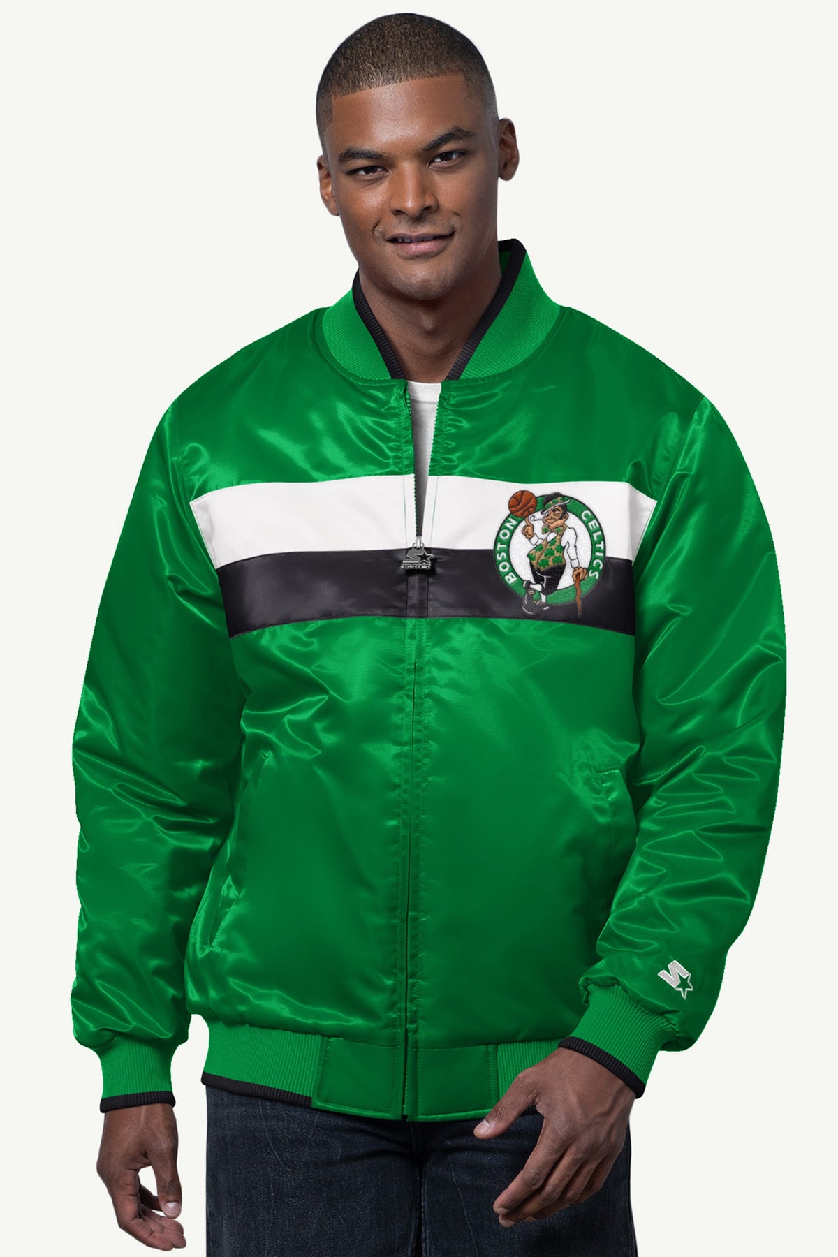 MENS BOSTON CELTICS AMBASSADOR SATIN VARSITY JACKET - Starter