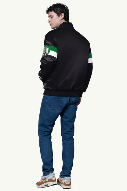 MENS BOSTON CELTICS TRIPLE OPTION SATIN VARSITY JACKET - Starter