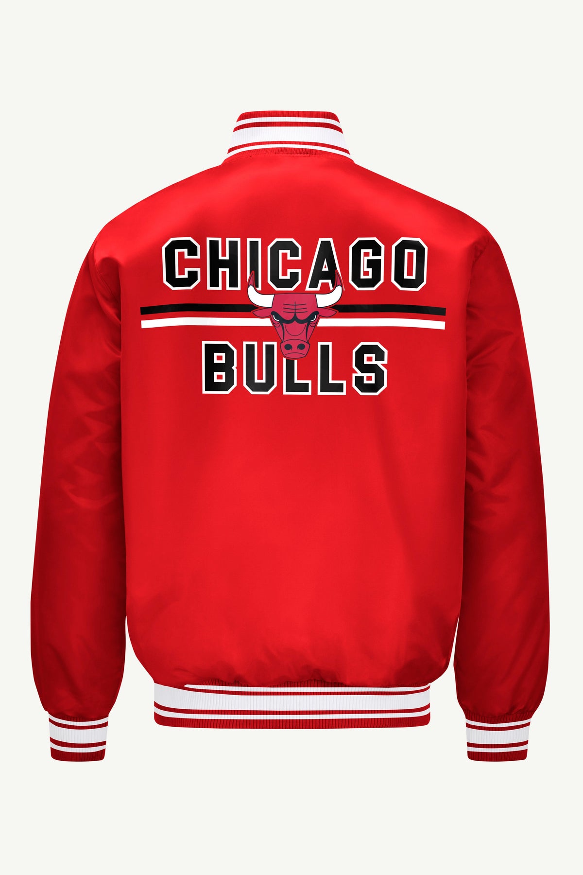 MENS CHICAGO BULLS MESH LOOK SATIN VARSITY JACKET - Red