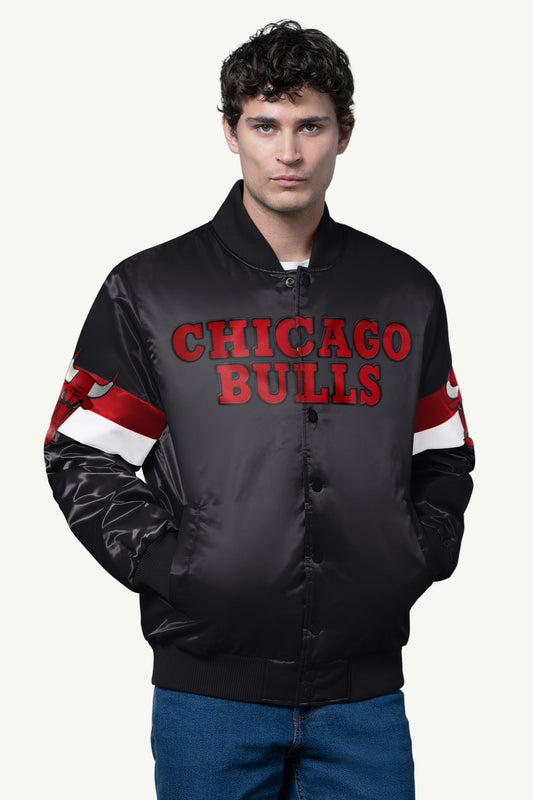 MENS CHICAGO BULLS TRIPLE OPTION SATIN VARSITY JACKET - Starter