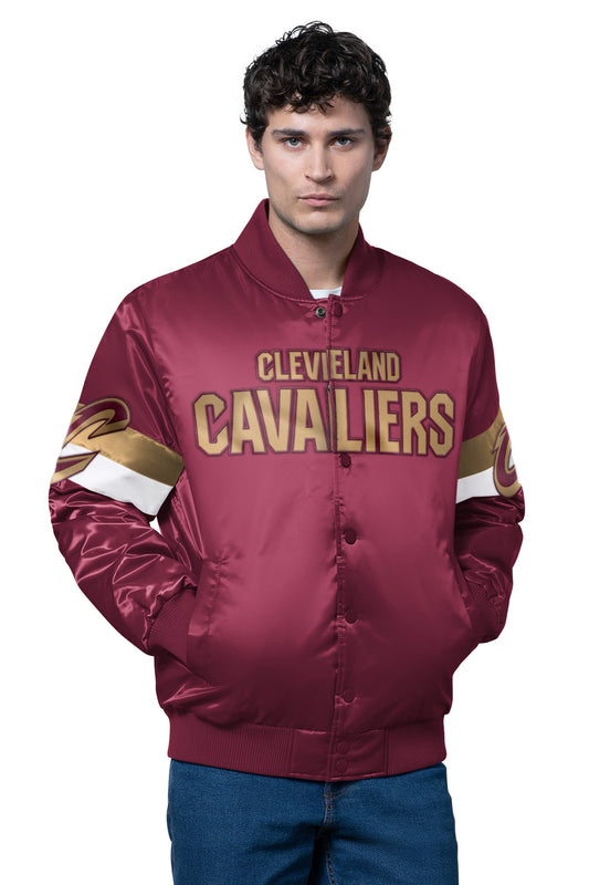 MENS CLEVELAND CAVALIERS TRIPLE OPTION SATIN VARSITY JACKET - Starter