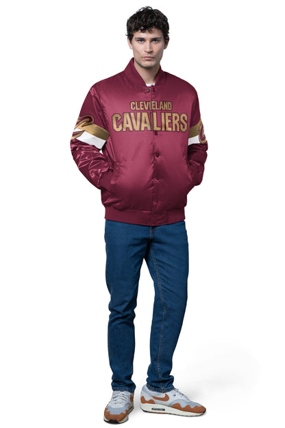 MENS CLEVELAND CAVALIERS TRIPLE OPTION SATIN VARSITY JACKET - Starter