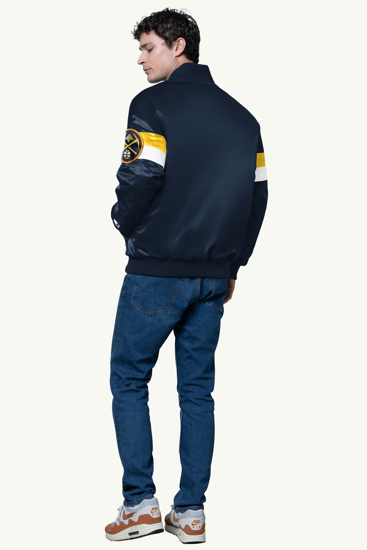 MENS DENVER NUGGETS TRIPLE OPTION SATIN VARSITY JACKET - Starter