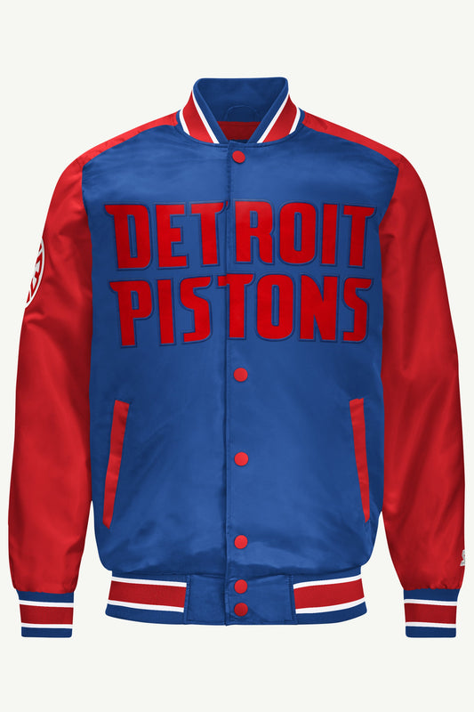 MENS DETROIT PISTONS SATIN VARSITY JACKET - Starter