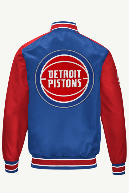 MENS DETROIT PISTONS SATIN VARSITY JACKET - Starter