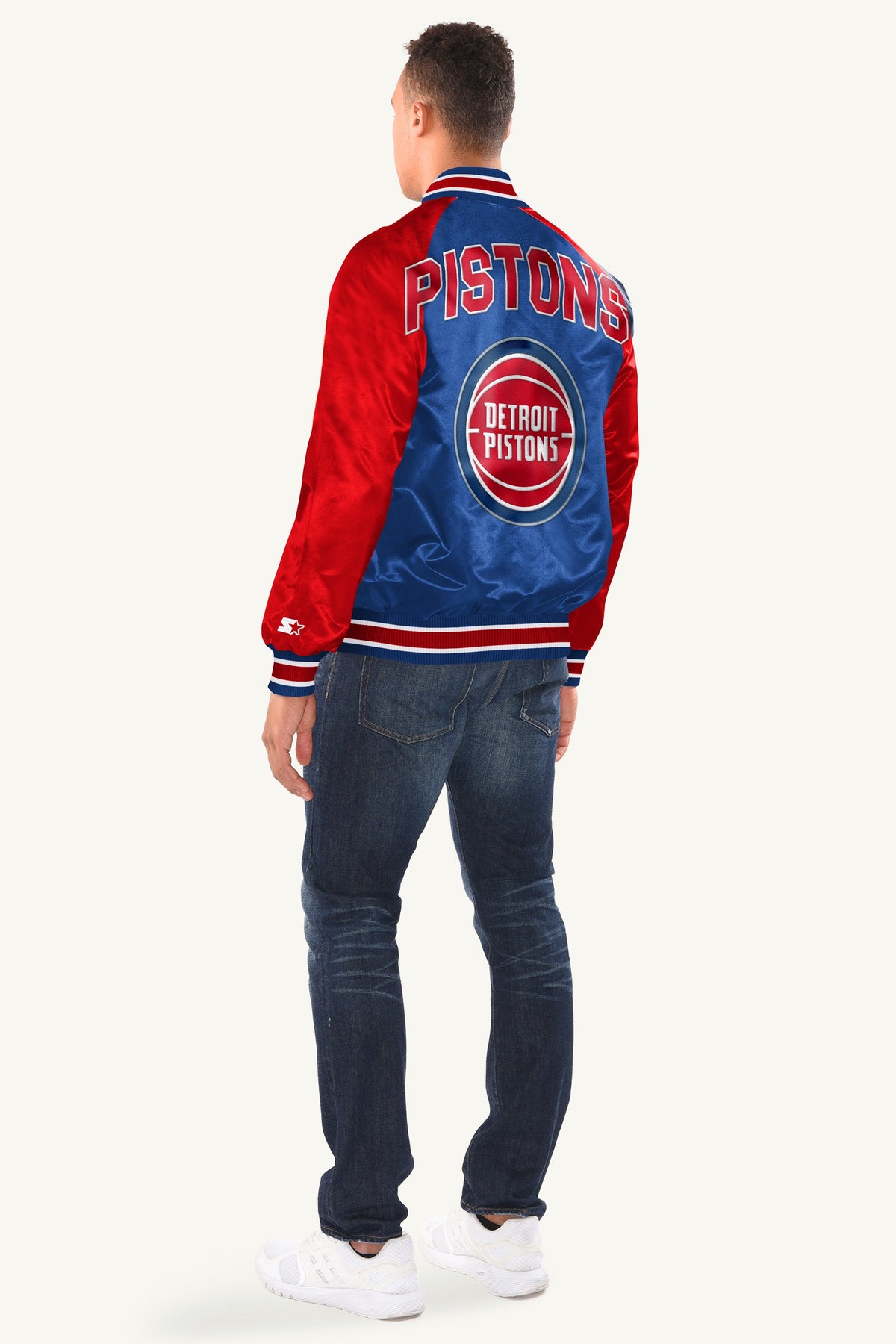 MENS DETROIT PISTONS INDUCTEE SATIN VARSITY JACKET - Multi