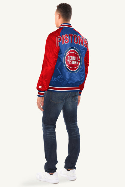 MENS DETROIT PISTONS INDUCTEE SATIN VARSITY JACKET - Multi