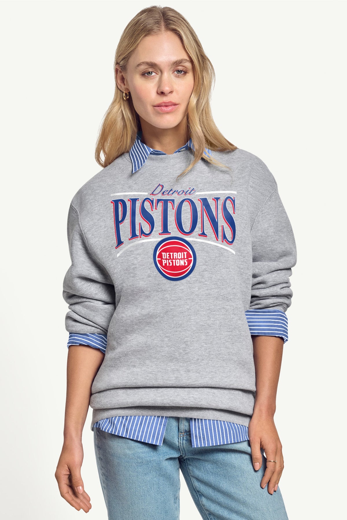 WOMENS DETROIT PISTONS ARCH SWEATSHIRT - Grey