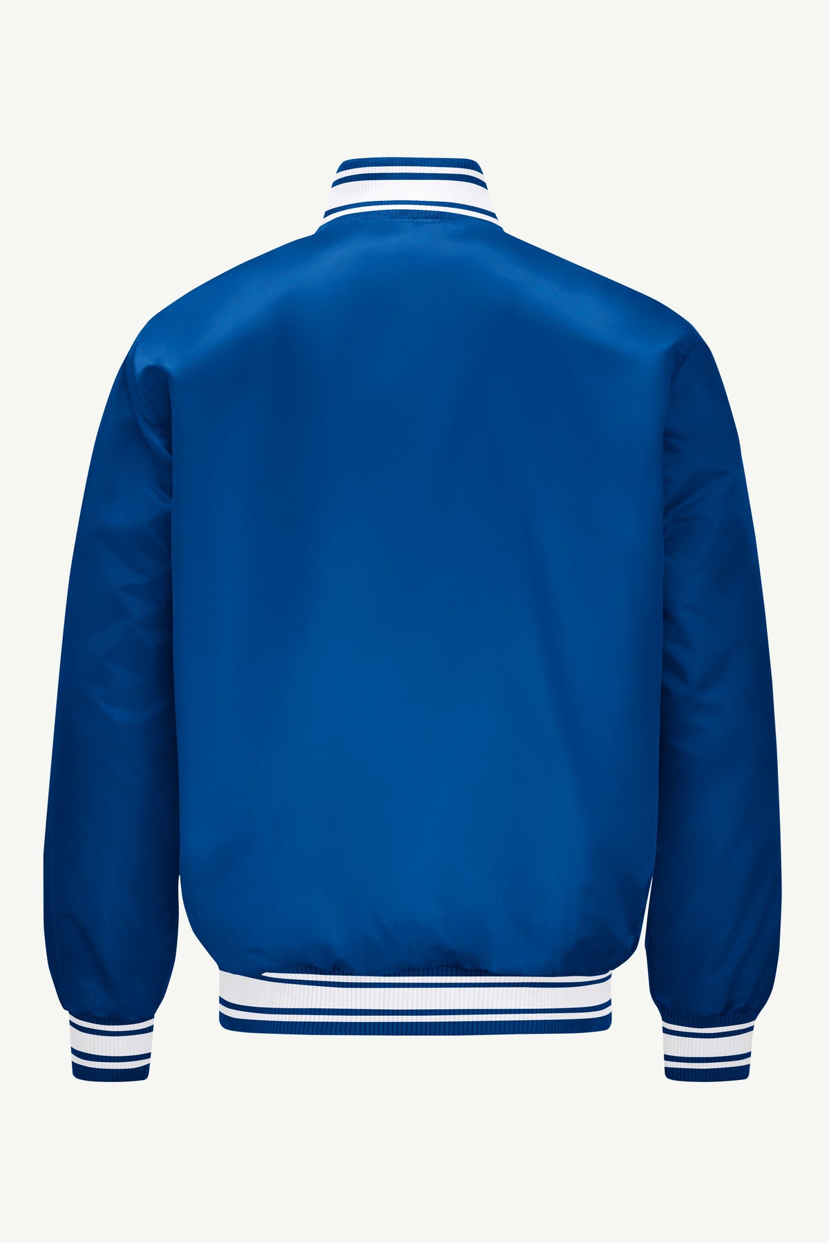 MENS GOLDEN STATE WARRIORS PRINTED GRAPHIC SATIN VARSITY JACKET - Royal