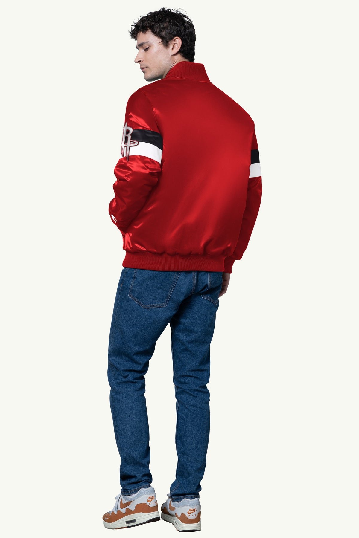 MENS HOUSTON ROCKETS TRIPLE OPTION SATIN VARSITY JACKET - Starter