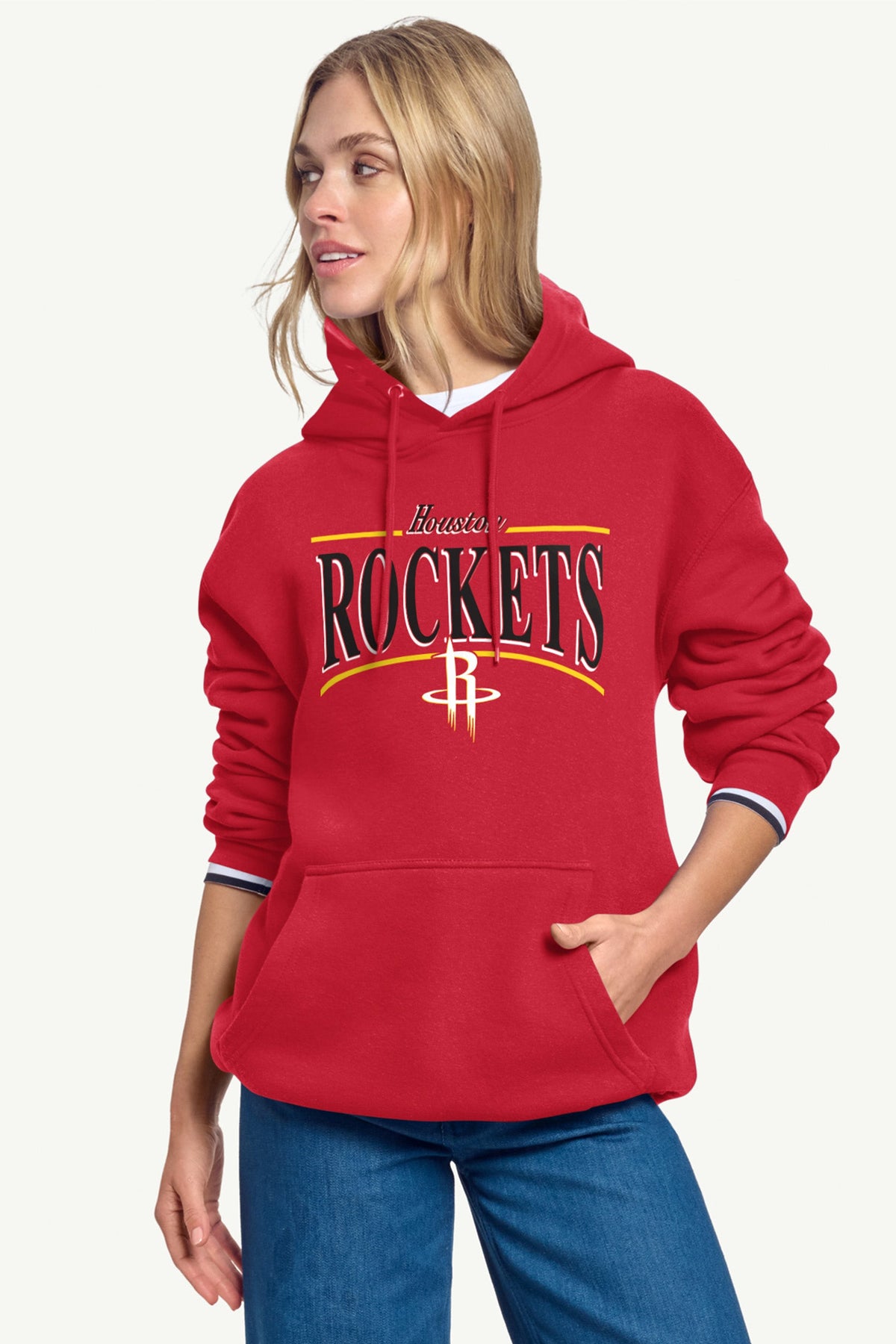 WOMENS HOUSTON ROCKETS ARCH STRIPE HOODIE - Red